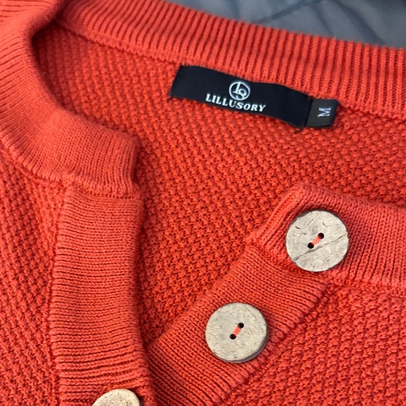 Rust Burnt Orange Sweater Lounge Set M Pants Button Long Sleeve Top New Cozy - Picture 8 of 9